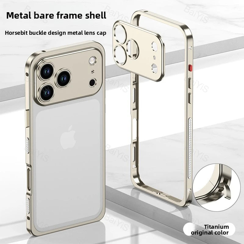 Luxury Metal Alloy Lens Protector Frame Phone Case For iPhone 18 17 16 15 14 13 Pro Max Plus Heat Dissipation Shockproof Cover