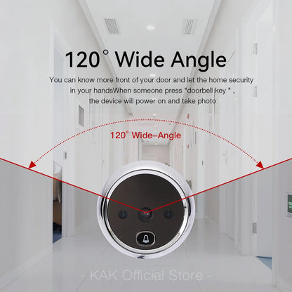KAK 2.8" LCD Screen Electronic Door Viewer Bell IR Night Door Camera Photo Recording Digital Door Viewer Smart Peephole Doorbell