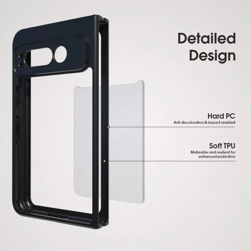 IBMRS for Google Pixel fold Case,Frosted transparent Shockproof Protection Case