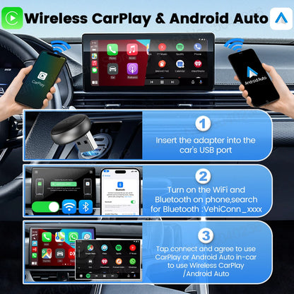 2026 CarlinKit 5.0 Mini Ultra 3 CarPlay Android Auto Wireless Adapter 2.4G&5.8GHz WiFi BLE OTA Upgrade For OEM Car Plug and Play