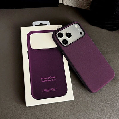 Luxury Official Technology Woven Magnetic Case For iPhone 18 17 16 15 14 13 Pro Max For Magsafe Technical Fabric Original Cover