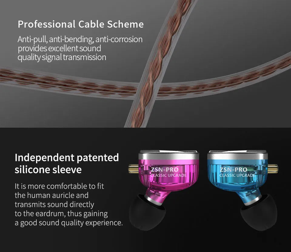 KZ ZSN PRO 1BA+1DD Hybrid technology HIFI Metal In Ear Earphones Bass Earbud Sport Noise Cancelling Headset ZST X AS10 ZS10 ST1