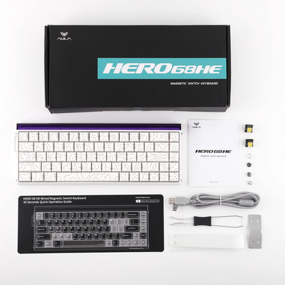 AULA Hero68 HE 65% ANSI US Layout Hot-Swap Wired Magnetic Gaming Keyboard 8kHZ Rapid Hall Effect Switch RGB Backlight Light Box