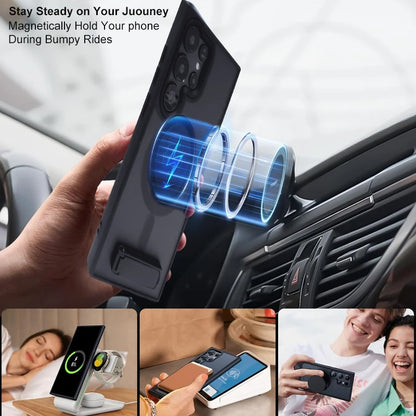 UYUXIO Magnetic Mobile Phone Case with Kickstand for Samsung Galaxy S26 S25 S24 S23 Ultra FE S22 Plus Cover Stand with Holder