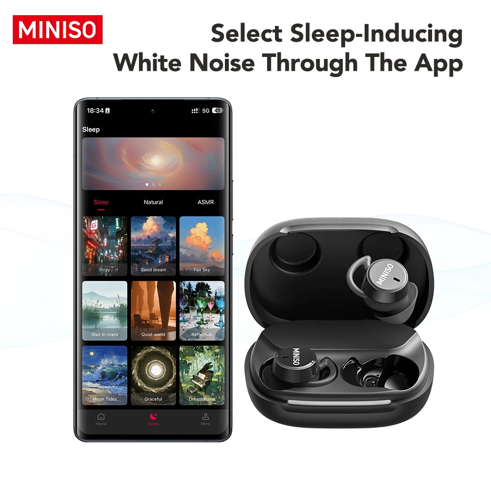 MINISO MS217 Sleep Aid Headphones Bluetooth Earphone AI Translation Earbuds in-Ear Wireless Headphones Sleep Friendly