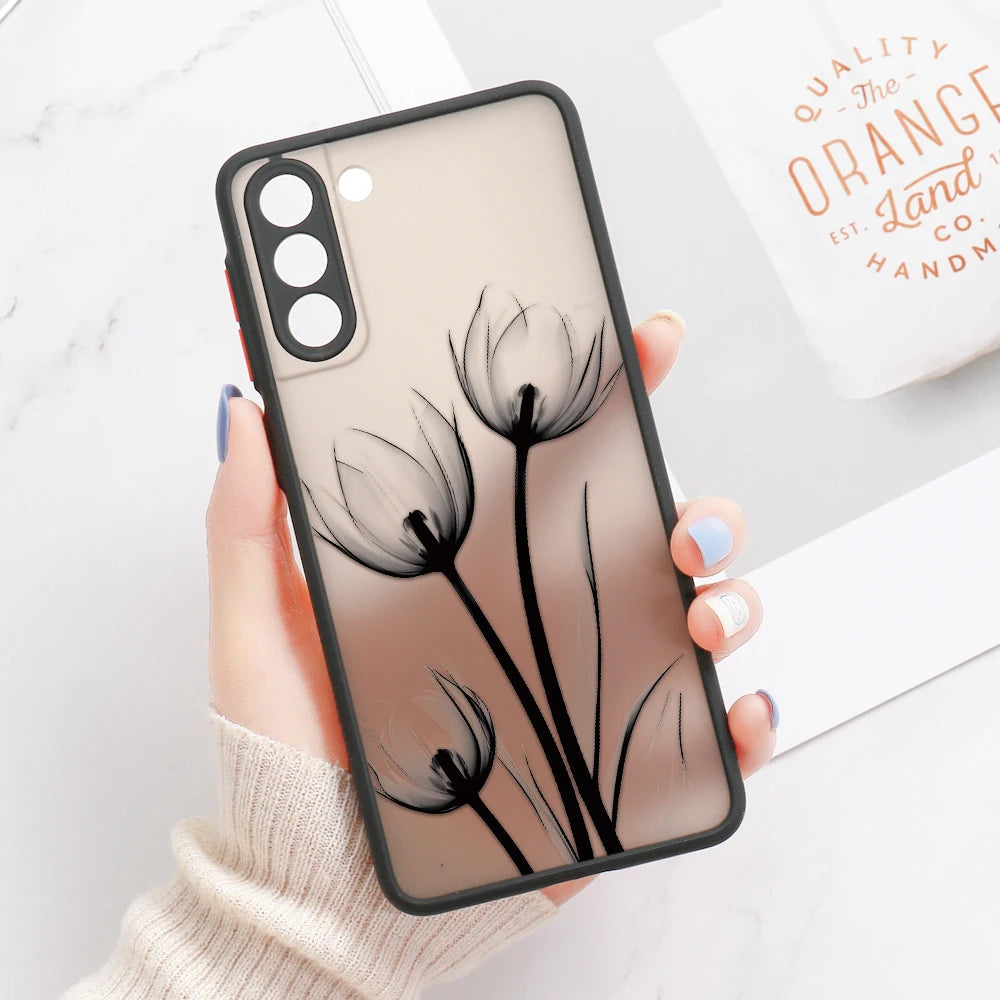 For Samsung S24 S22 S26 Ultra Case Cover Samsung Galaxy S25 S23 Ultra S21 Plus S20 FE Note 20 Ultra Lavender Flowers Clear Cases