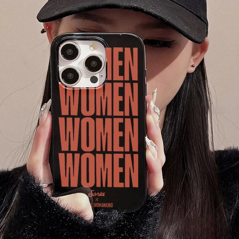 Fashion Simple Letter Women Phone Case For iPhone 16 Plus 15 14 13 12 11 Pro Max 16E XR X XS Max 7 8 Plus Shockproof Soft Cover
