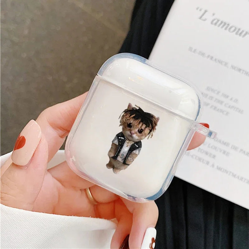 Funny Cute Cartoon Cat Earphone Case For Apple AirPods 4 2 Pro 3 2 Couple Soft Transparent Cover For Airpod 1 3 Protective Shell