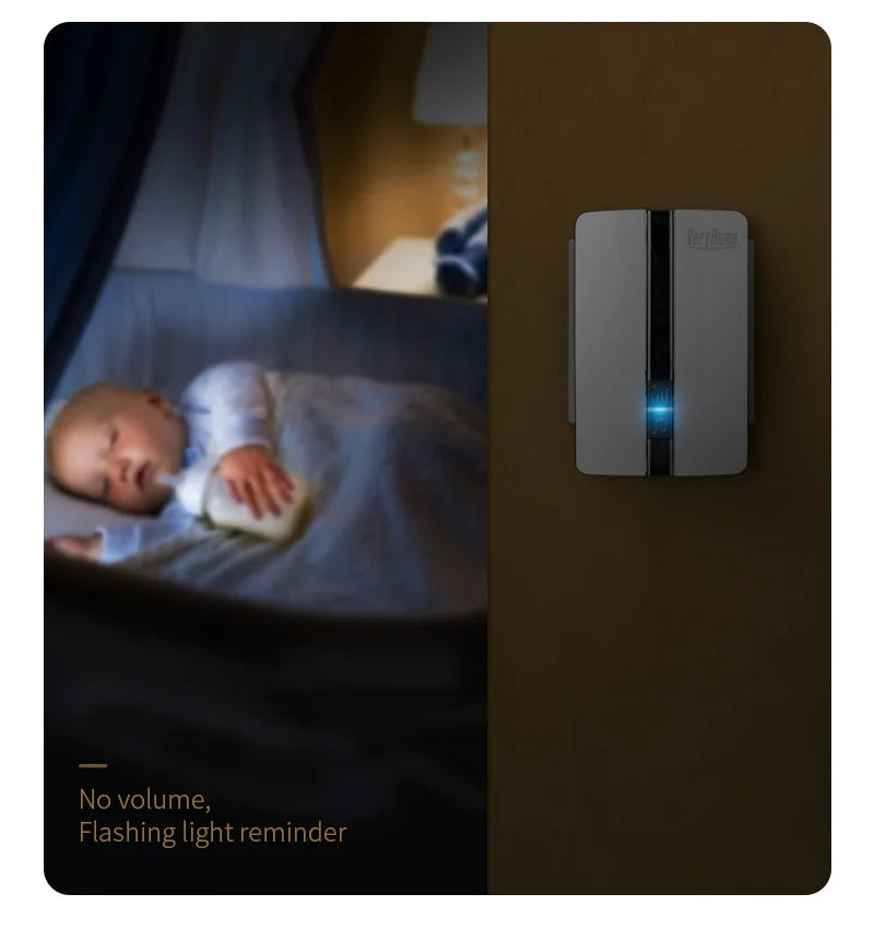 Wireless Doorbell Self-Powered No Battery Waterproof IP44 Wide Voltage 110-240V Global Plugs Long Range Remote Control CE