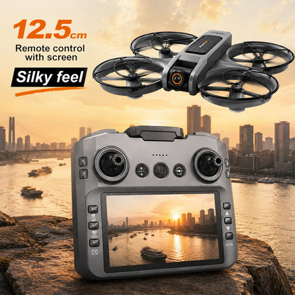 ZNLYRION S156 RC Drone 8K Dual Camera Quadcopter with 5.9-inch Screen Remote Brushless Motor Optical Flow Hovering 360° Protection WiFi FPV Remote Control Aircraft with Storage Bag 1 Battery