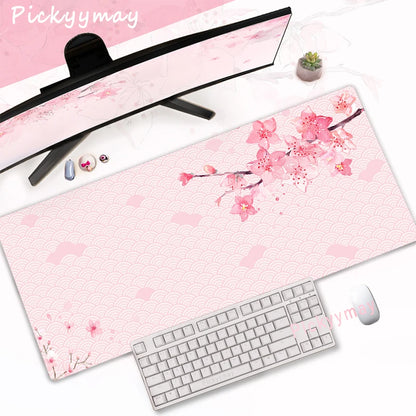 Pink Cherry Blossoms Mousepad Home Computer Table Large Pc Mouse Pad Art Sakura Keyboard Mause Rug Desk Mat Office Accessories