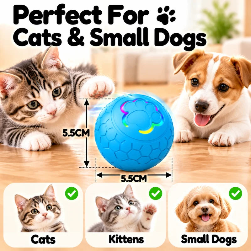 Interactive Smart Pet Toy Ball Motion Activated Hunting Toy Automatic Rolling Color Changing Self Entertainment Cat Small Dog