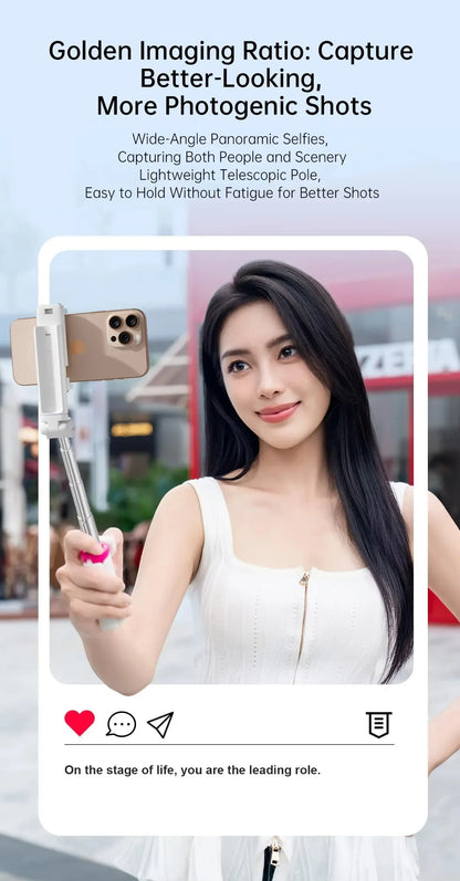 Wireless Foldable Selfie Stick & Phone Stand - 4-in-1 Mini Aluminum Alloy Gimbal Holder, Compact Design for Travel & Smartphones
