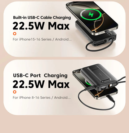 Toocki PowerBank 10000mAh Magnetic Wirelss 15W USB C PD 22.5W Fast Charge for iPhone 16 15 14 13 Portable Power Bank for Magsafe