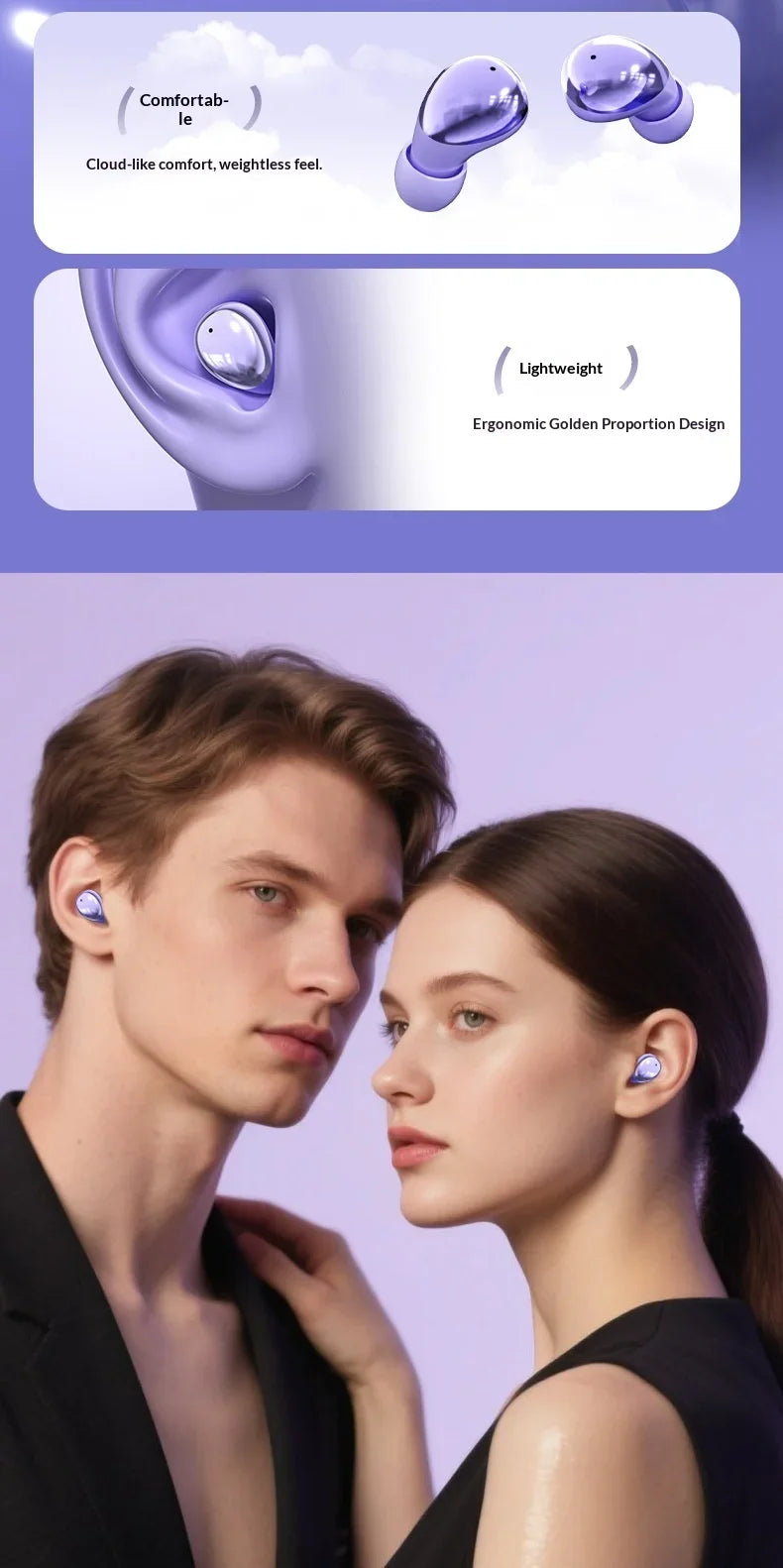 Low Latency Gaming Bluetooth Earbuds All-Day Comfort Long Battery Immersive Audio Built-In Mic Suitable for Travel and Workout
