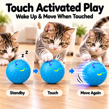 Interactive Smart Pet Toy Ball Motion Activated Hunting Toy Automatic Rolling Color Changing Self Entertainment Cat Small Dog