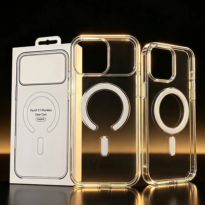 Original Clear Magnetic Phone Case For iPhone 18 17 Pro Max 16 15 14 Plus 13 12 Mini For Magsafe Wireless Charging Protect Cover