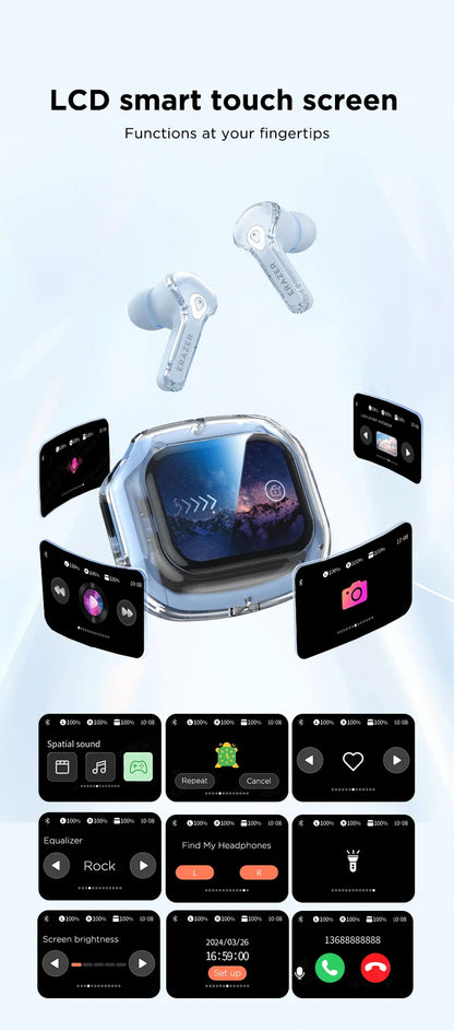 Low Latency Earphones ERAZER XP16 Wireless Earbuds AI Translation High-definition LCD Display For Music Sports Gaming Office