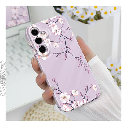 Fallen Plum Blossoms Phone Case For Samsung Galaxy S25 S24 S23 S22 S21 S20 Plus Ultra FE 5G Film Hard Cover