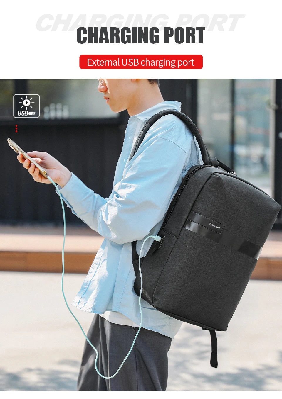 Tigernu Thin Backpack Men Laptop Backpack 15.6inch Bags College School Backpack Slim Backpack Male Travel Backpack USB Knapsacks