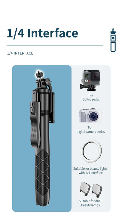 1.55m Extendable Wireless Selfie Stick Tripod with Bluetooth Remote for iPhone Android GoPro,360°Rotation Phone Stand for Videos