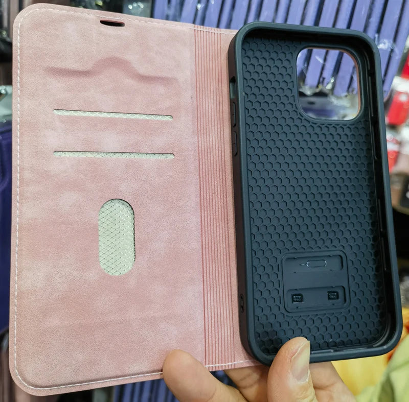 For Magsafe Wallet Leather Flip Case For iPhone 12 13 14 15 16 Pro Max mini Magnetic Wireless Charging Book Folio Cover