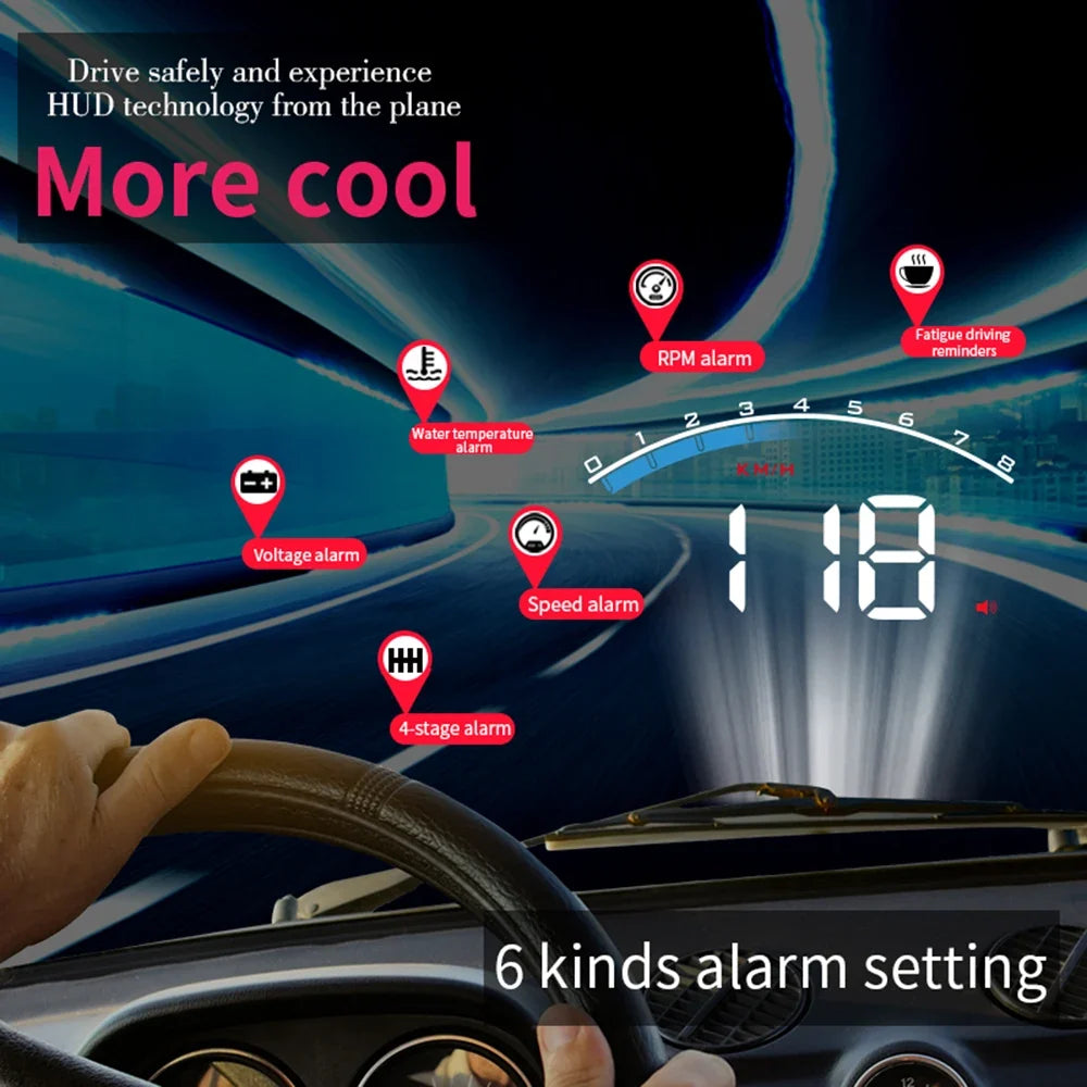 M6S OBD HUD Car Head Up Display Digital Windshield Projector Speedometer on Car Glass Auto Accessories On-board Computer OBD2