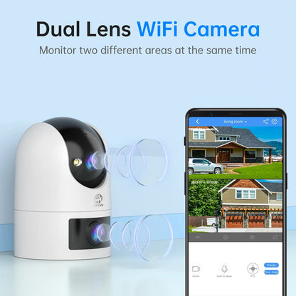 Jooan WiFi Surveillance Camera Dual Lens 4K 8MP HD Outdoor IP Camera AI Tracking Security Protection Wireless Smart Baby Monitor