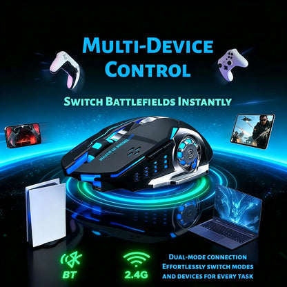 RGB Wireless Gaming Mouse - T-WOLF Rechargeable BT5.0 + 2.4G Dual-Mode Mouse, Silent Full-Size Ergonomic Design For Extended Work, Productivity & Gaming, Tech Desk Setup Accessories, Back To School Gift