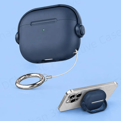 For AirPod Pro3 Case With Lock Shockproof Protective Cover with Cleaner Kit For Airpod 4 Case For AirPods Pro 3 Phone Stand Case