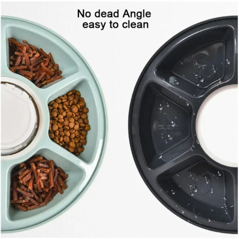 Pet Automatic Feeder Portion Control Digital Timer Detachable Dogs Cats Anti Slip 6 Meal Trays with Voice Dry Wet Food Feeding