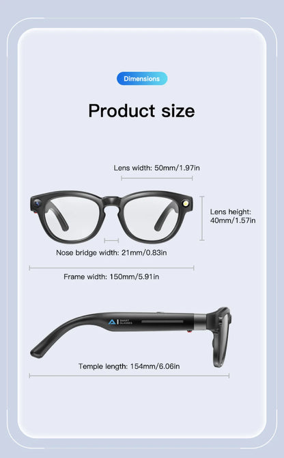 AI Shooting Smart Glasses Blue Tooth Call Automatic Color Changing Lenses Real Time Translation Music 4K Camera Men Women