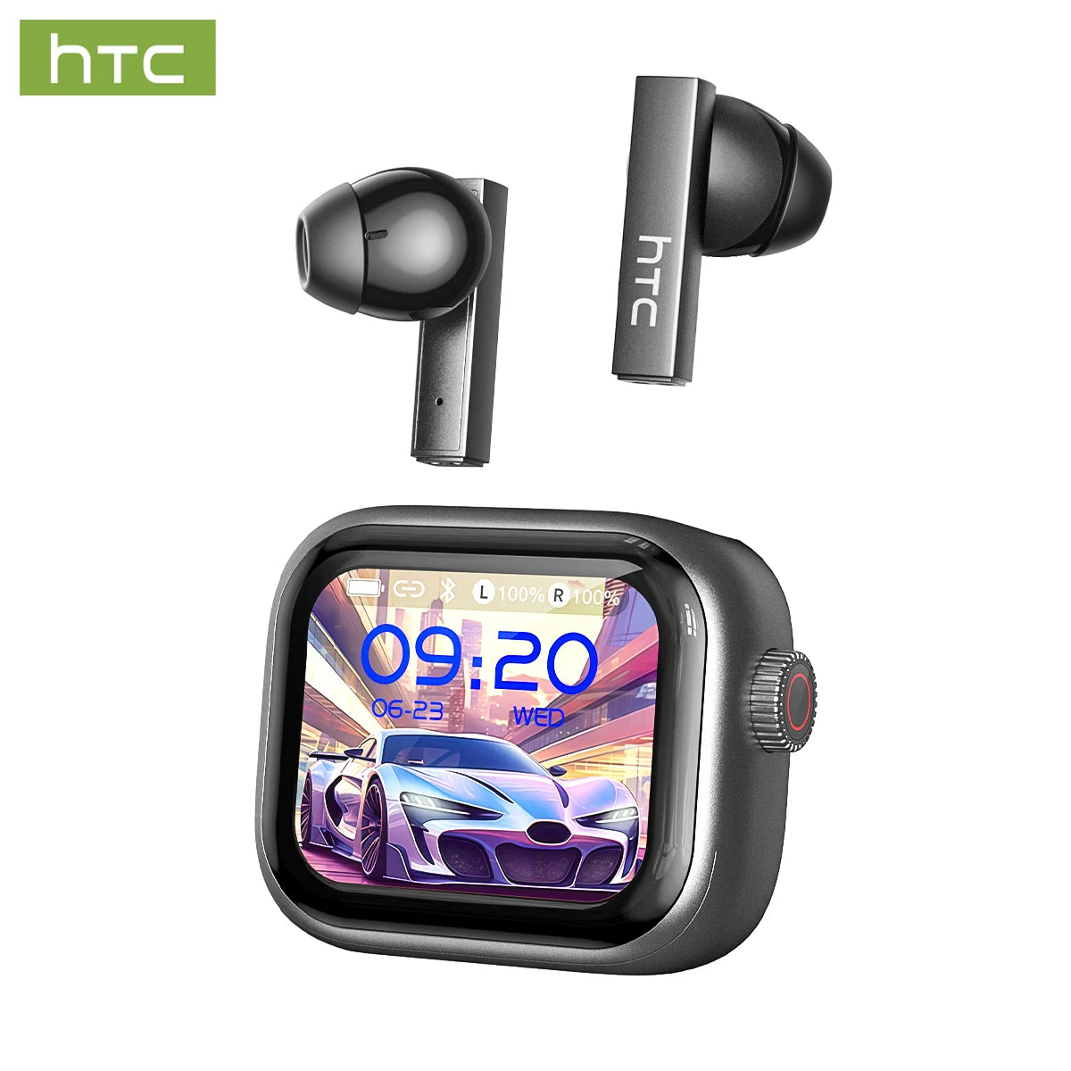 Headphones Bluetooth 5.2 TWS HTC Wireless Earphones Sports Earbuds With Microphone Full HD LCD Display Control Music Headset