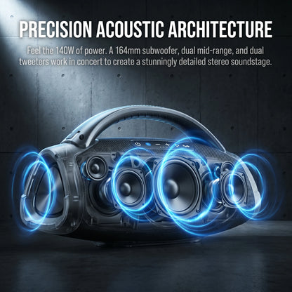W-KING X20S Portable Bluetooth Speakers, 280W Stormbox Power With Subwoofer Ipx7/Guitar Input/Power Bank, TWS Connection Outdoor