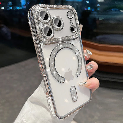 Luxury Soft Magnetic Wireless Charging for Magsafe Case For iPhone 18 17 16 15 14 13 12 Pro Max 16 Plus 18 Bling Diamond Cover