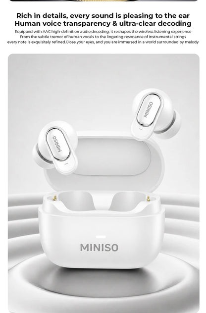MINISO MS130 Wireless Bluetooth Earphones ENC Soft Wireless Headphones Sport Low Latency Comfort In-Ear Earbuds Macaron Travel
