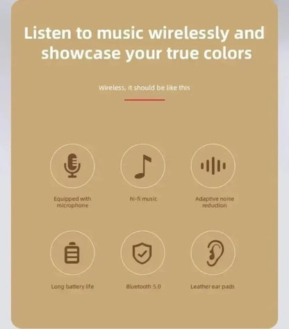 Foldable Wireless Bluetooth Headphones 5.0 Portable HiFi Sound Over-ear Headset for Sports Travel Daily Game music Earphones Use