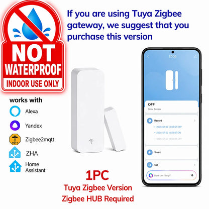 Zigbee 3.0 Door Window Sensor IP65 Waterproof & Non-Waterproof Versions Magnetic Contact Alarm Home Assistant Zigbee2MQTT