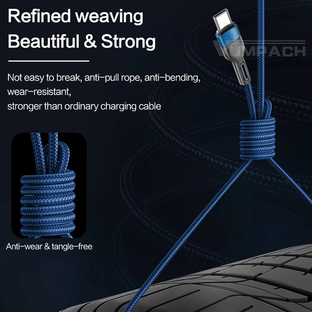 5A USB Type C Cable Wire For Samsung S10 S20 Xiaomi mi 11 Mobile Phone Fast Charging USB C Cable Type-C Charger  huawei Cables