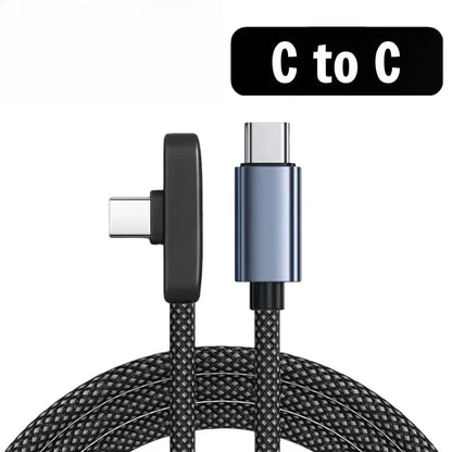 90 Degree USB Type C Cable 100W Quick Charging Data Transfer Cables Portable Right Angle USB-C Wire for IPhone Samsung Xiaomi