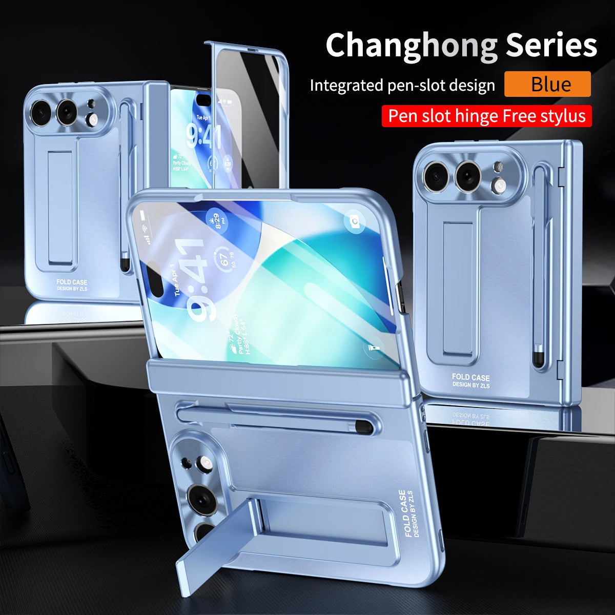 Suitable for iPhone Duo Folding Case Tempered Film Stylus Hinge Stand Protects Back Cover-Phone Case Funda