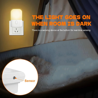 1/2 Set EU Plug in LED Light Sensor Night Lights for Kids Bedroom Auto Dusk to Dawn Sensor Dimmable Wireless Cabinet Lamp