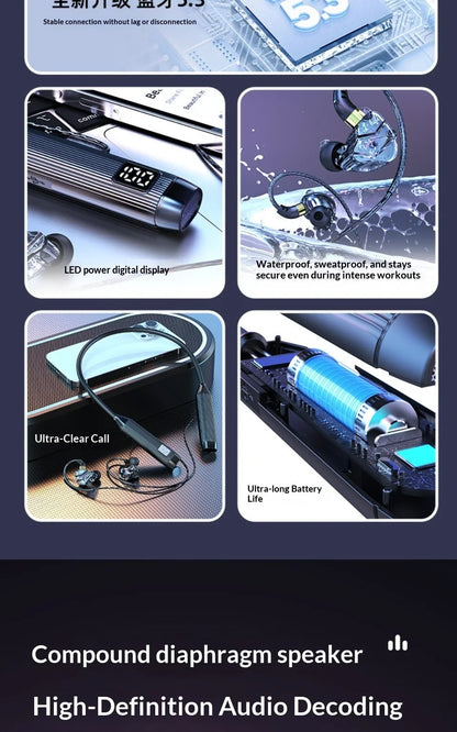 In-Ear Comfortable Wear Earphone Neck-hung Wireless Bluetooth Headphone Ultra-Long Battery Life Noise Cancellation Earbuds