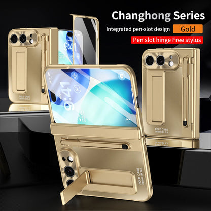 Suitable for iPhone Duo Folding Case Tempered Film Stylus Hinge Stand Protects Back Cover-Phone Case Funda