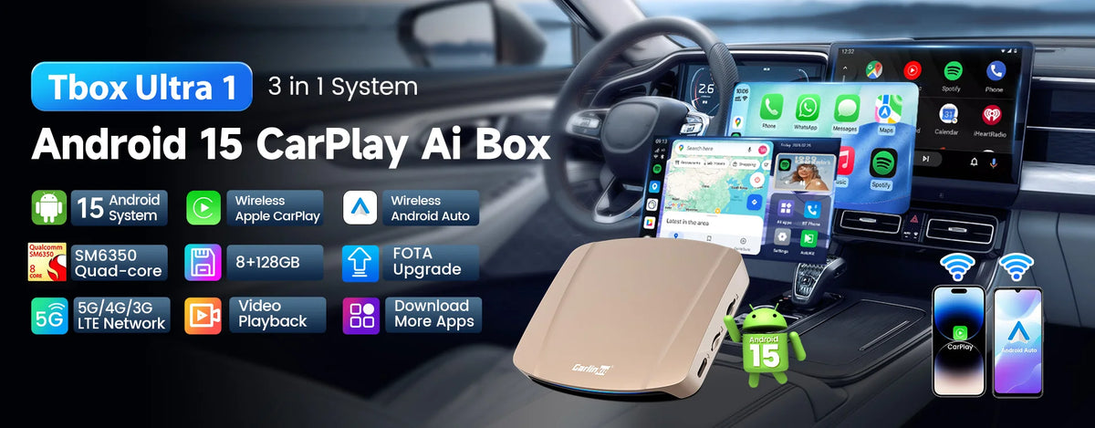 CarlinKit TV Box S2F Android 13 CarPlay Ai Box SM6225 8 Cores Wireless CarPlay Android Auto Video Streaming Box 4G LTE &WiFi GPS