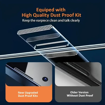 Dust Free Screen Protector For iPhone 17 Pro Max Air 18 16e 16 Plus 15 14 11 12 13 Mini XR Tempered Glass Auto-Dust Removal Kit