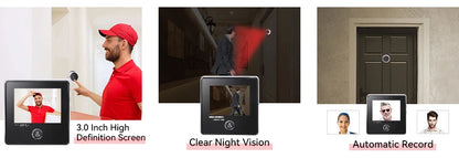 KAK 2.8" LCD Screen Electronic Door Viewer Bell IR Night Door Camera Photo Recording Digital Door Viewer Smart Peephole Doorbell