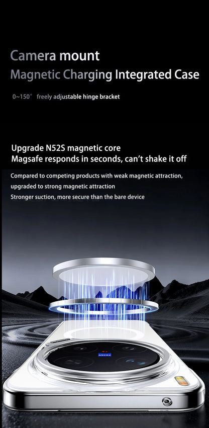 Acrylic Slim Frameless Transparent Case For Magsafe VIVO X300S X300 Pro Ultra Wireless Charging Lens Metal Stand Holder Cover