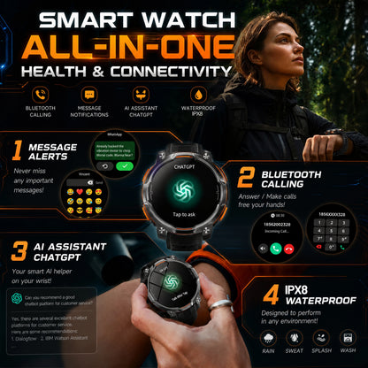 Men Outdoor GPS Smartwatch Offline Map 107 Sport Modes 1200mAh Battery BT Call Heart Rate BP SpO2 Fitness Sports Wrist Watch