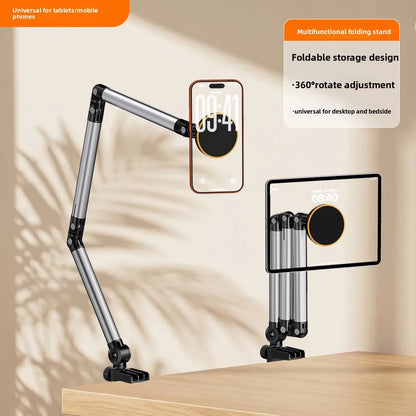 Adjustable Bed Phone Holder Stand for 4.7-12.9 Inch Phone Tablet, Foldable Metal Arm Desk Clamp, 360° Viewing